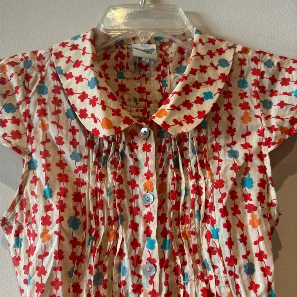 Anthropologie Peter Pan color, cap sleeve button front adorable blouse size S - Picture 2 of 5